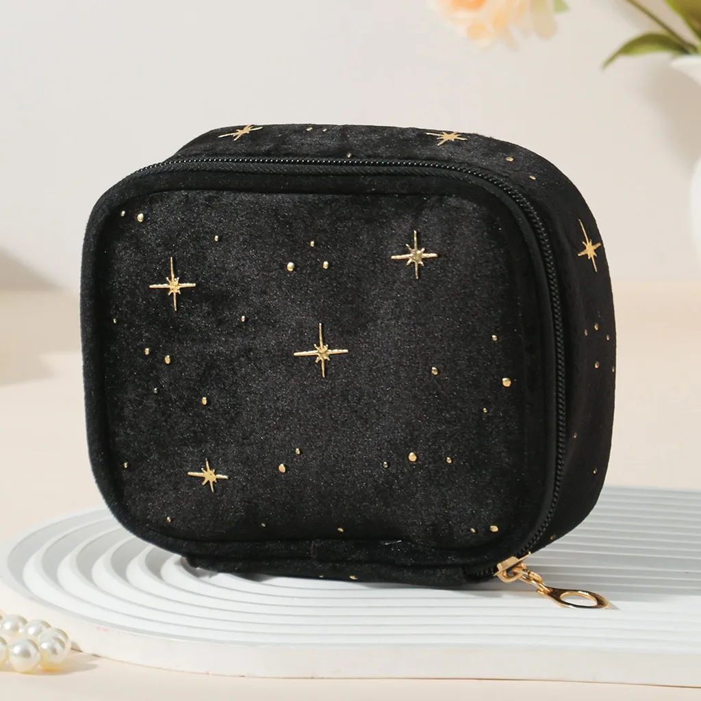 Zippered Cosmetic Bag Velvet Cosmetic Bag Toiletry Organizer Square Personal Care Bag For Everyday Carry Vanity Luggage