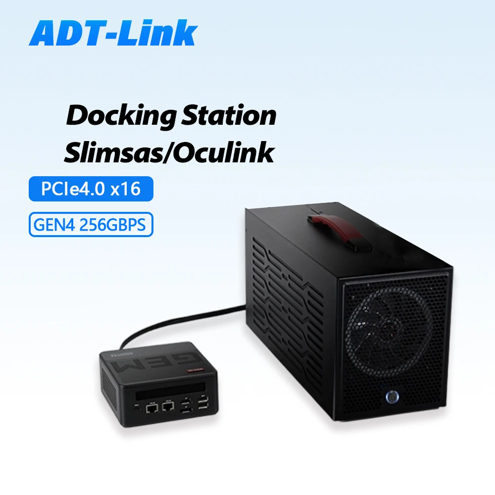 

PCI Express Pcie 4.0 X16 Full Speed SlimSAS Oculink External Graphics Card Docking Station Gen4 256Gbps 2X SF-8654 Chassis