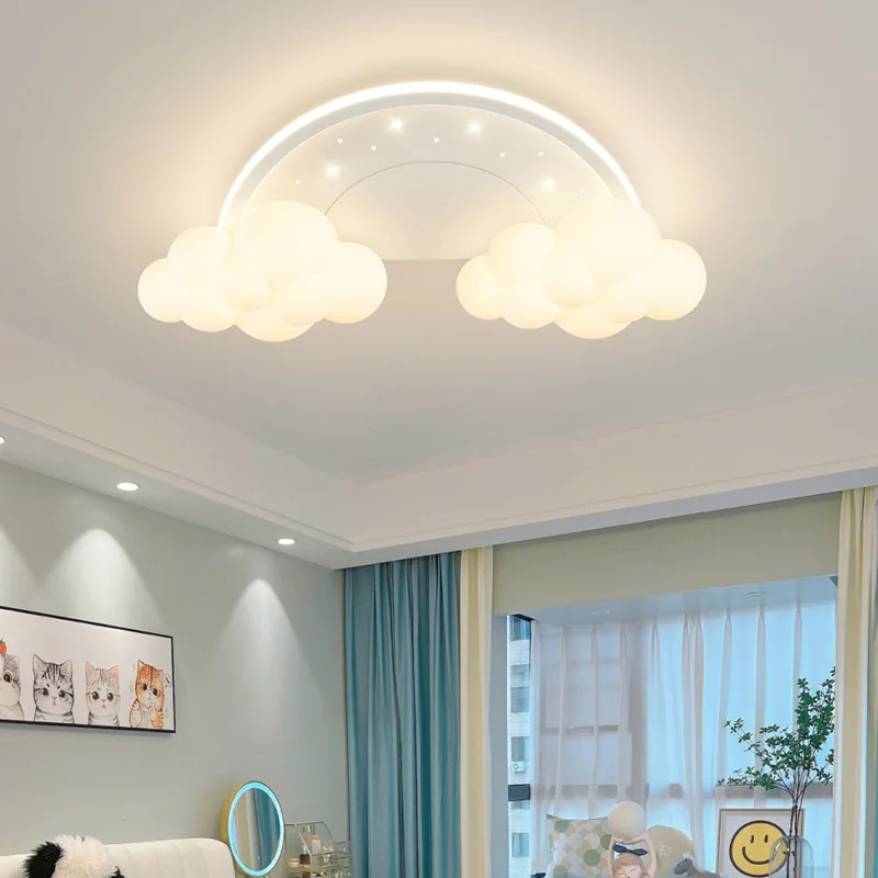 Modern Warm Children's Room Ceiling Lamps Colorful Rainbow Cloud Lamp Simple Romantic Baby Room Boy Girl Bedroom Ceiling Lights