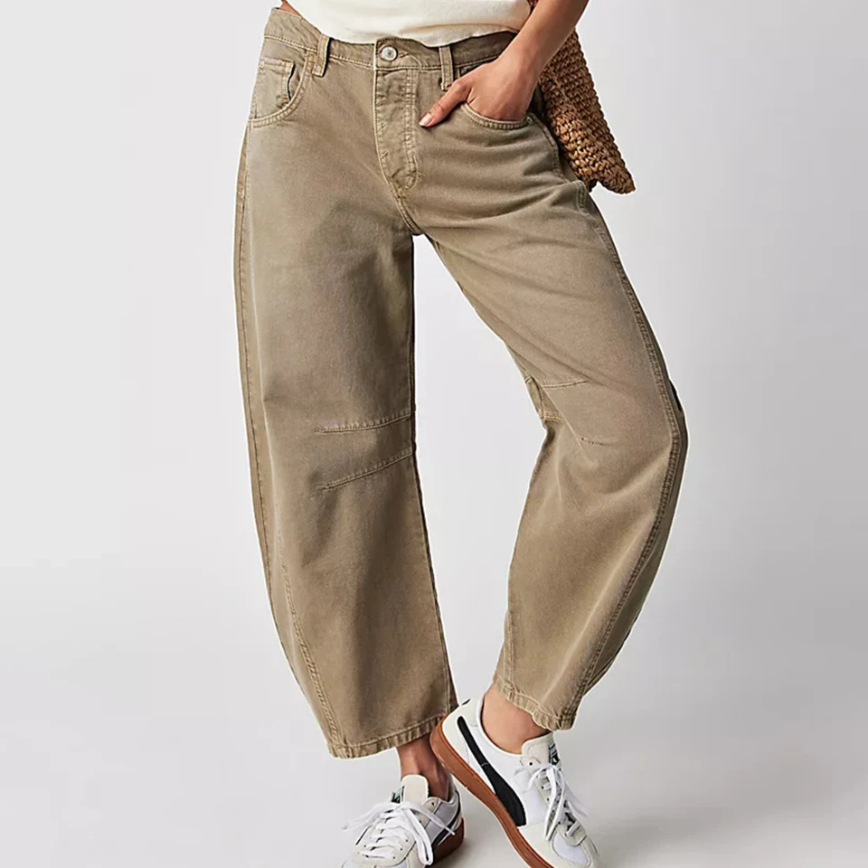 Mom Jeans Denim Women Wide Leg Pants Ankle Length Washing Pockets Mid Waist Distressed Y2k Streetwear High Street Loose 2025