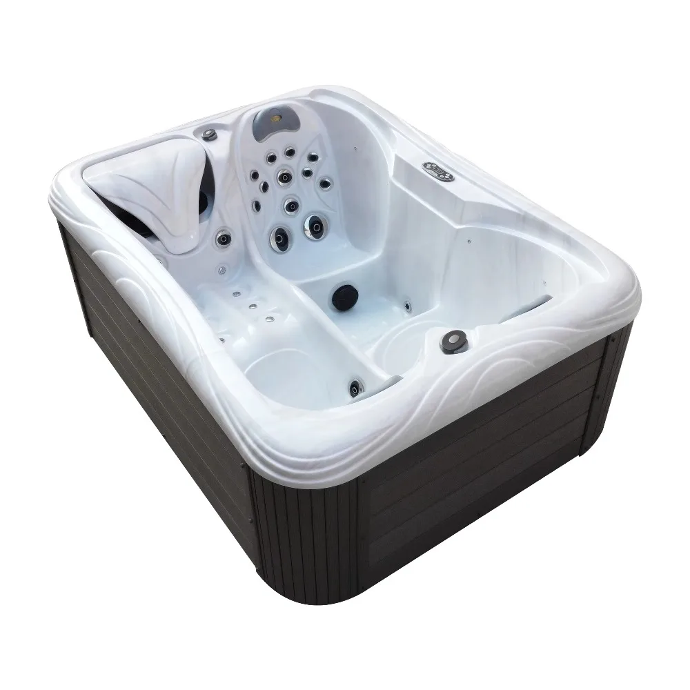 3 Person Hot Tub Spa, Acrylic Whirlpool Spa with Massage Jets & LED Lights, Waterproof for Backyard Use