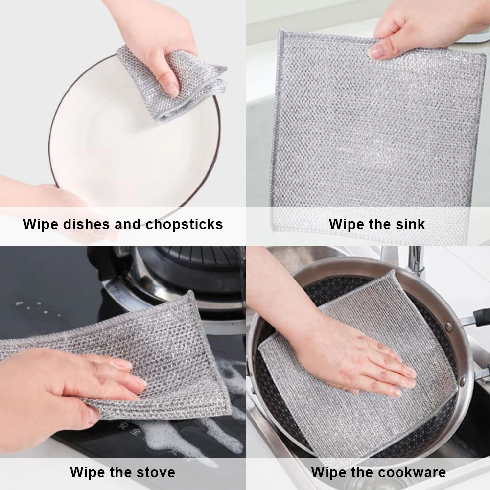 5/10/20Pcs Multi Purpose Wire Dishcloth Wire Dishwashing Rags for Wet and Dry Scrubs & Cleans for Sinks Counters Stove Tops