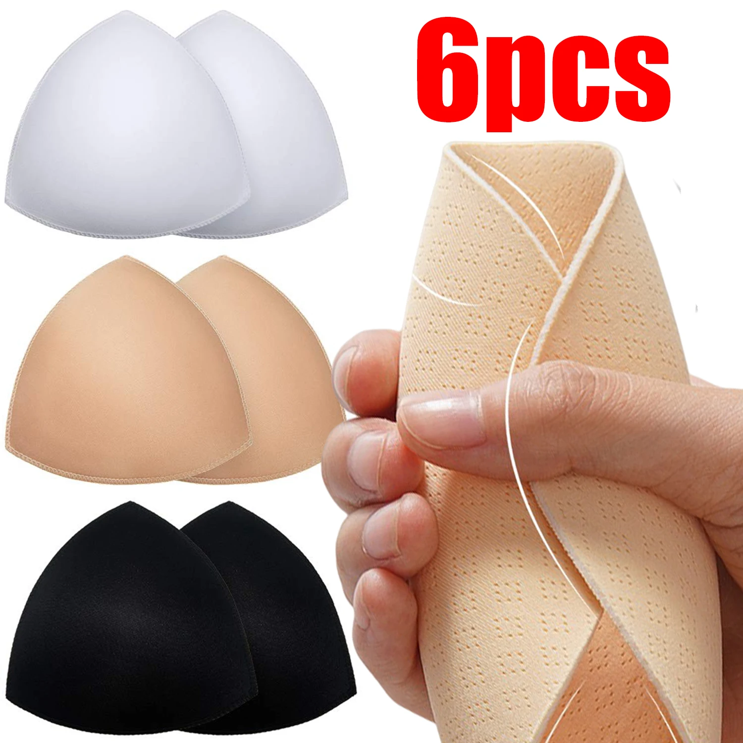 2/6pcs Push Up Bra Pads Inserts Women Underwear Small Breast Lift Breathable Sponge Padded Bra Pad Lining Swimsuit Bra Insert