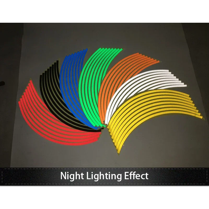 

16Pcs PVC Wheel Strips Stickers Reflective Rim Stripe Tape 18-inch Motorcycle Bike Car Decals Tire Sticker 0.8cm in Width