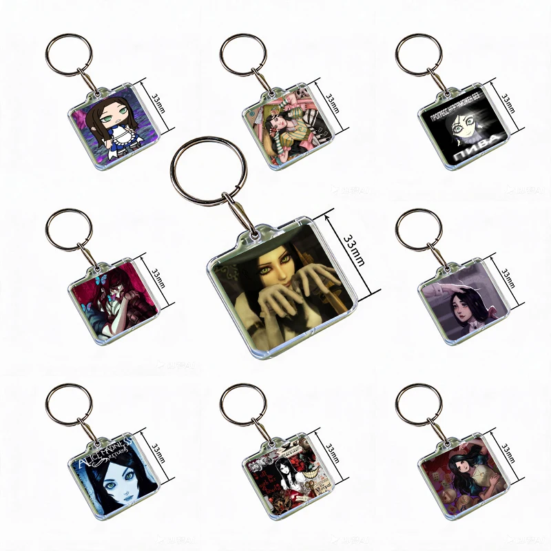 Horror Game Alice Madness Returns Acrylic Keychain Handmade Hanging Clothes Backpack Decoration Accessories Gifts with Friends