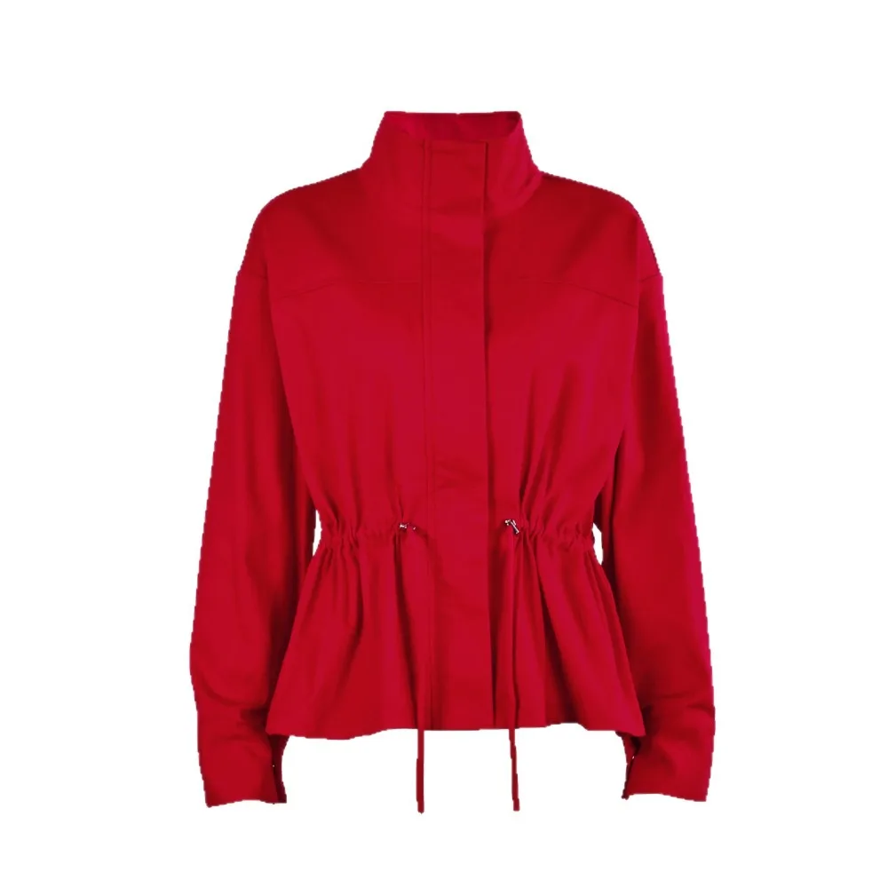 Elegant Warm Drawstring High Neck Cotton Jacket Autumn and Winter Women's Chic Slim Fit Zipper Fold Design Leisure Sports Jacket