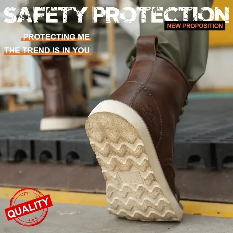 Steel Toe Cap Anti Smashing and Anti Piercing Steel Toe Cap Labor Protection Shoes Cowhide Martin Style Comfortable and Safe