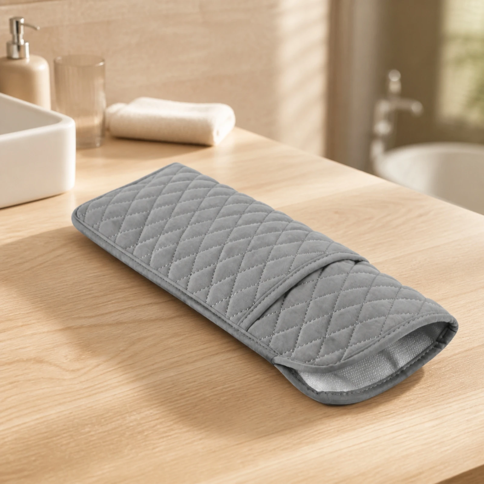 Hair Straightener Pouch with Heat Lining Insulated Quilted Styling Tool Sleeve Curling Iron Storage Bag Abrasion-Resistant