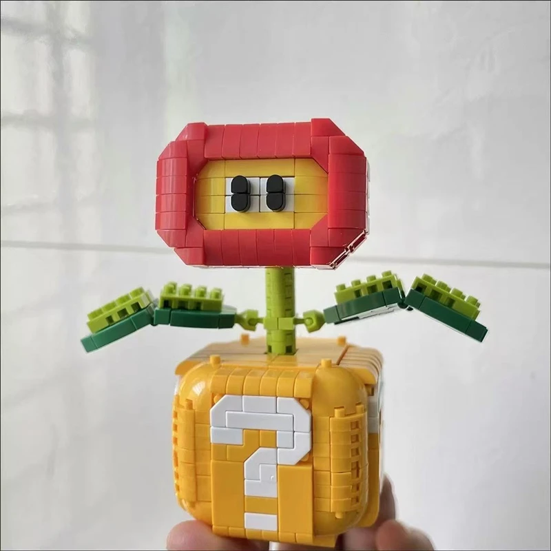 Flame Flower Man-eating Flower Building Blocks Question Mark Box Mini Building Blocks Creative Desktop Model Children's Toys view 4