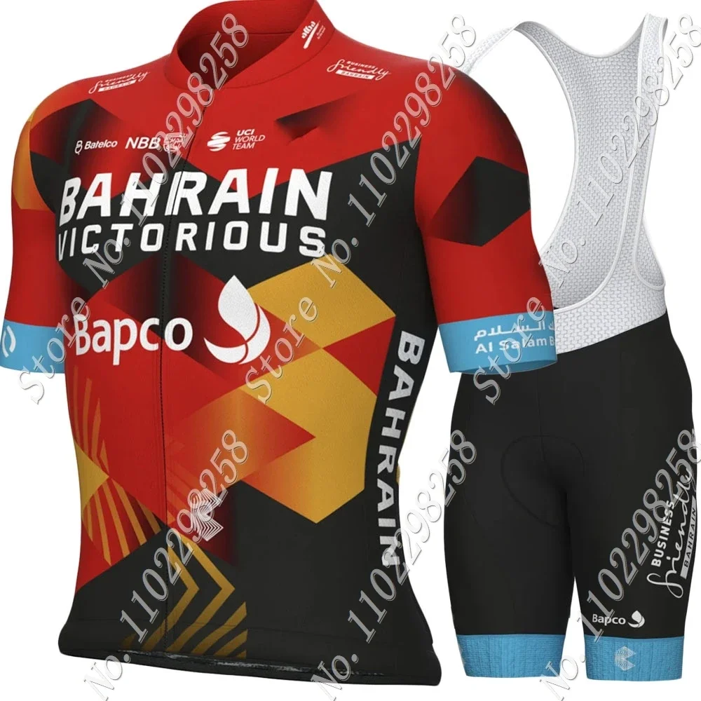 Bahrain Victorious 2024 Team Cycling Jersey Set Short Sleeve Clothing Road Bike Shirts Suit Bicycle Bib Shorts MTB Maillot