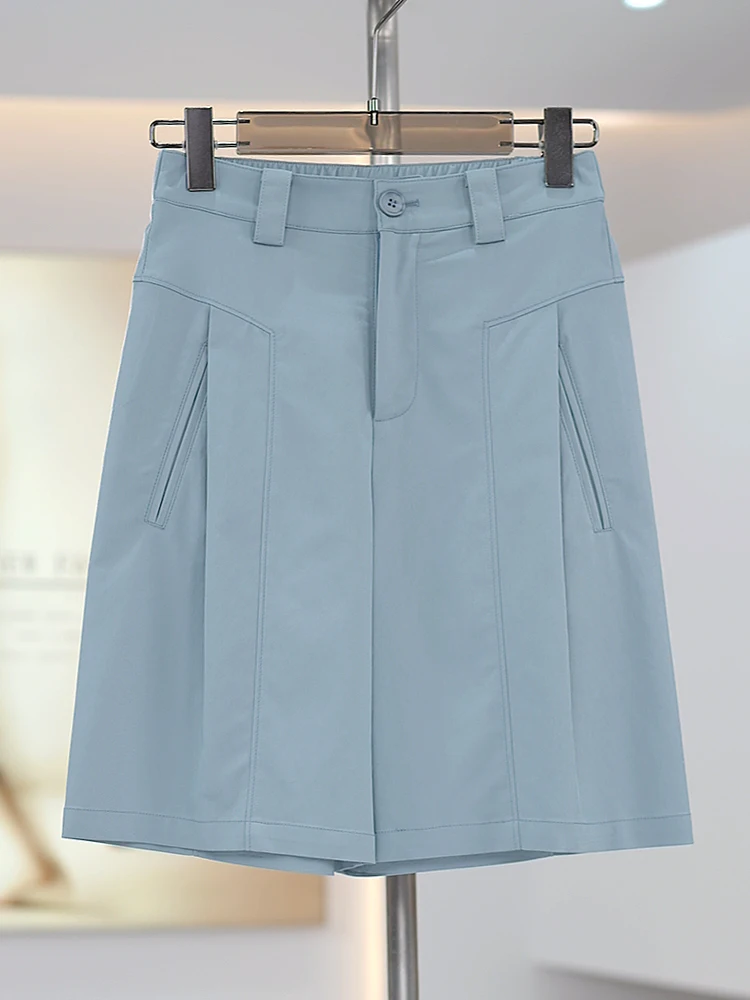 

High Waist A-Line Wide Leg Pants Women's Summer Thin New Style Casual Trousers Outdoor Wear Suit Short Pants Korean Style
