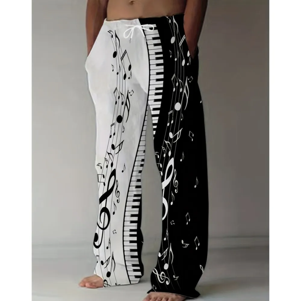 

2025 New Spring And Summer Men's Casual Fashion Sweatpants Men's Note Printing Loose Comfortable Straight Pants Travel Clothing