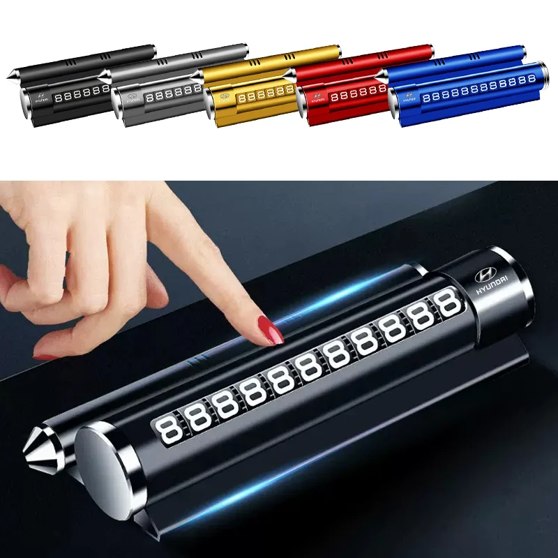 

Metal Car Temporary Parking Card Phone Number Plate Car Interior Parts For Hyundai Veloster Elantra I30 I10 I20 Tuscani Ioniq