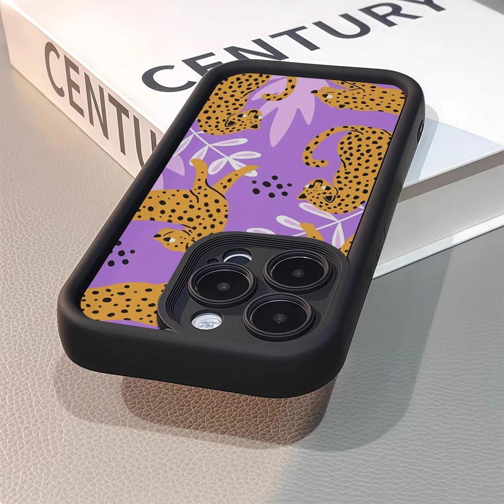 لعوب ليوبارد الثلاثي آيفون 17 يجب أن يكون لديهم جراب هاتف آيفون 17 16 15 14 13 12 برو ماكس غطاء سيليكون مقاوم للصدمات