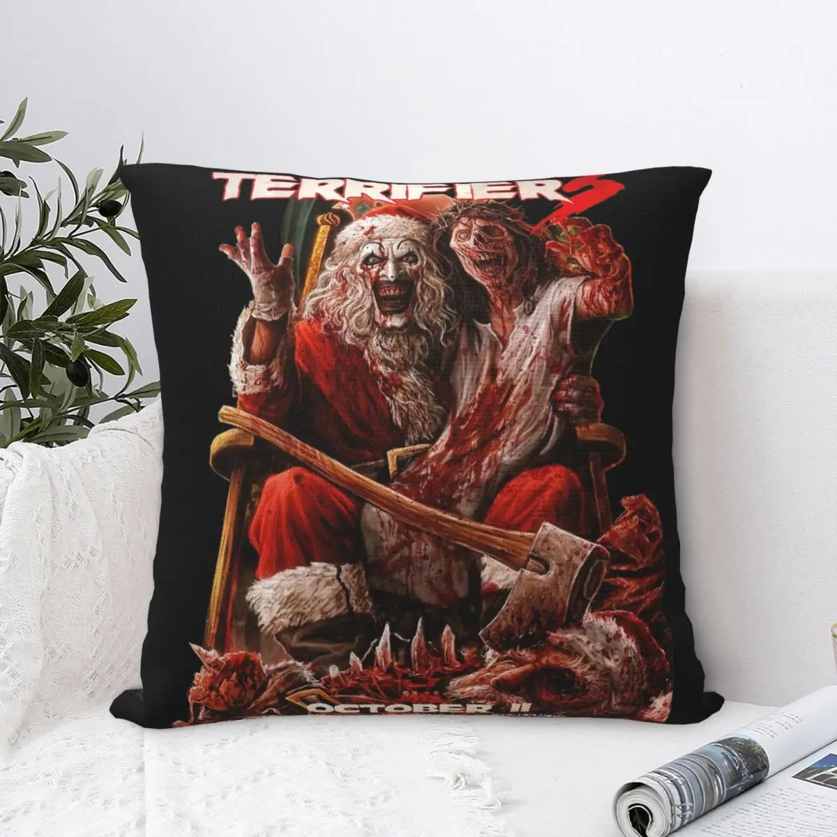 Terrifier 3 Vintage Pillowcase Stuff Printed Cushion Cover Throw Pillow Cover Home Decoration Square Multi Size