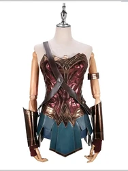 Vestido de Cosplay de Anime para mujer, disfraz de Diana, un conjunto, Top marrón, corsé de piel sintética, traje de batalla de cuero PU