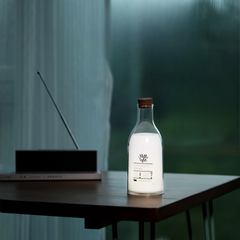 Acrylic Milk Bottle Floor Lamps with Sleep Message Small Night Lamp Creative Atmosphere USB Charging Bedsides Portable Home Use