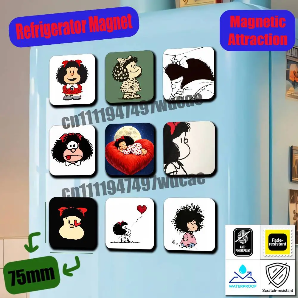 For Mafalda Fridge Magnets Freezer Metal Cabinet Custom Refrigerator Magnetic Card Case