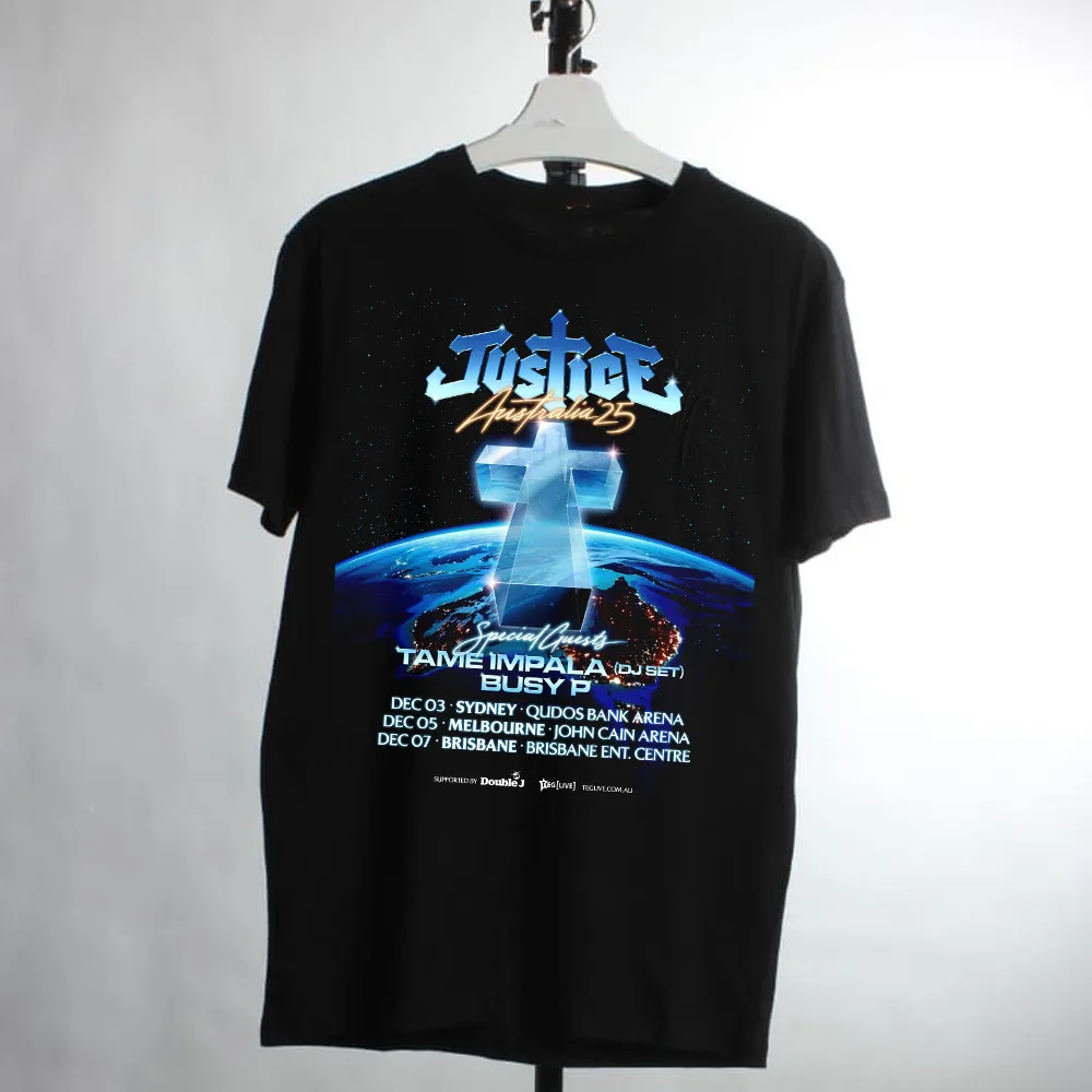 JUSTICE Band 2025 Winter Australia Tour Shirt Unisex Black S-5XL ND1338