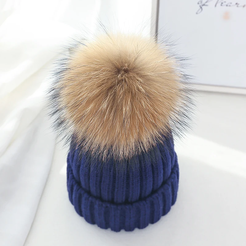 Winter Brand Female Fur Pom Poms hat Winter Hat For Women Girl \'s Hat Knitted Beanies Cap Hat Thick Women Skullies Beanies