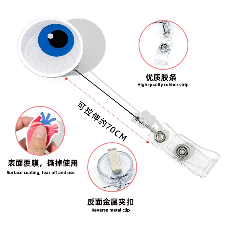 Nurse Badge Reels Retractable Badge Holders Organ Heart Id Badge Clip For Doctor Nursing Student