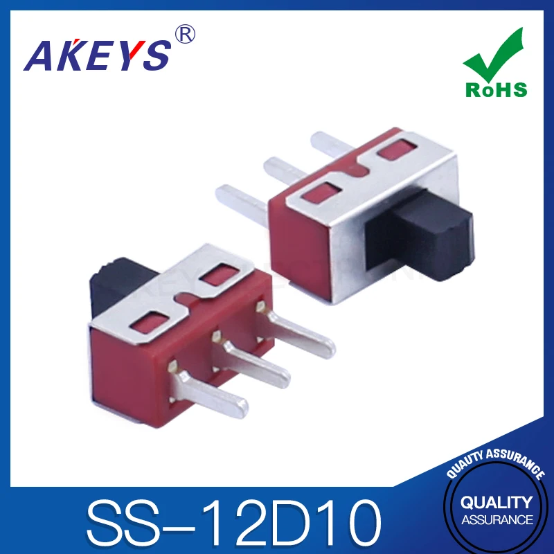 

SS-12D10 (1P2T) Красный 2-ступенчатый ползунковый переключатель, большой ток, циферблат, расстояние между ножками 4,7, вертикальный штатив