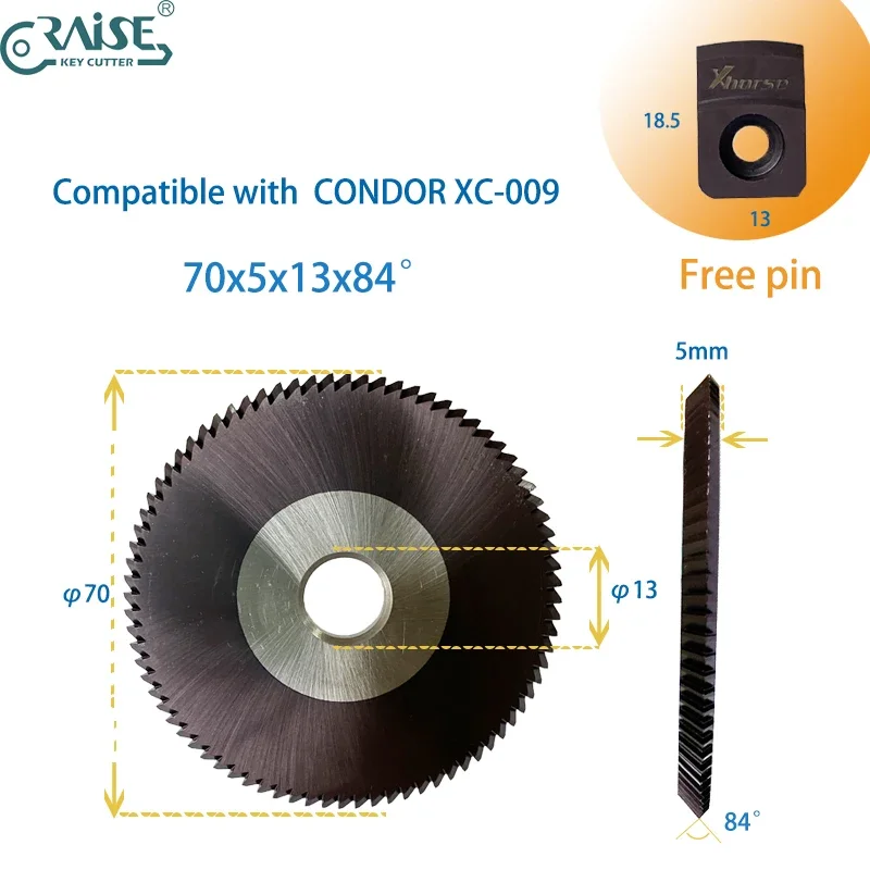Milling Cutter 70x5x13 Compatible with Condor XC-009 Key Cutting Machine Locksmith Tools