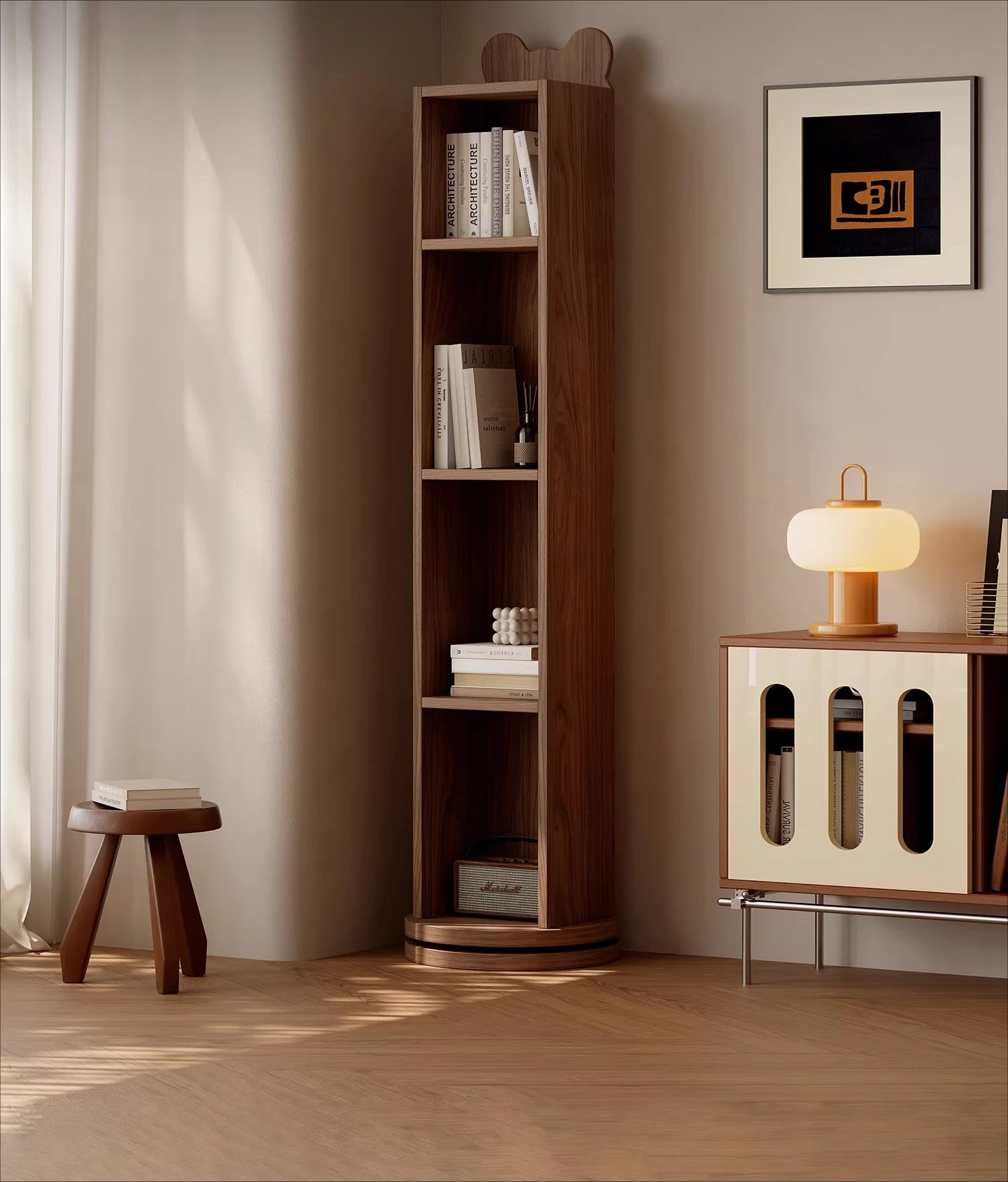 multi-function rotatable full-length mirror bedroom corner cabinet light luxury high-end solid wood corner cabinet rack