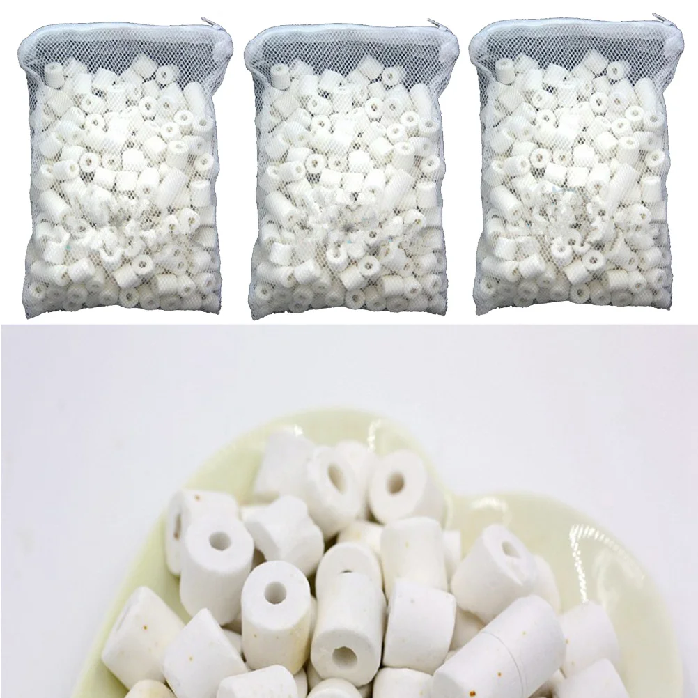 

6Packs Biological Media Ceramic Rings Mesh Bag Aquarium Pond Filter Fish Tank Media Bio Porous Filter Balls Remove