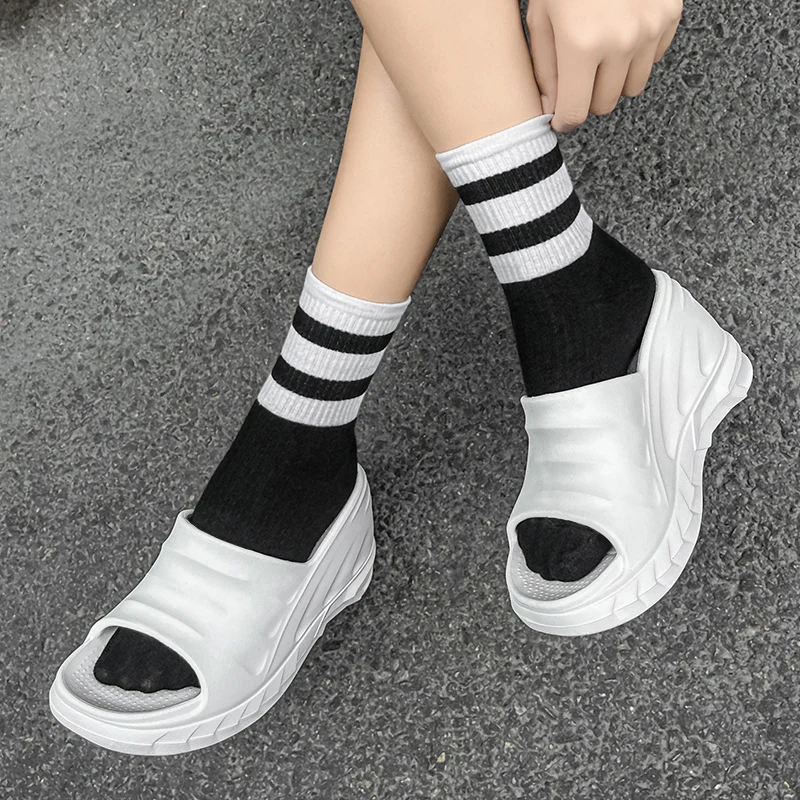 Summer Women Slippers EVA Sandals 8 CM Wedges Shoes Pumps Slides Platform Mules Female Sneakers Trend Women\'s Casual Shoes