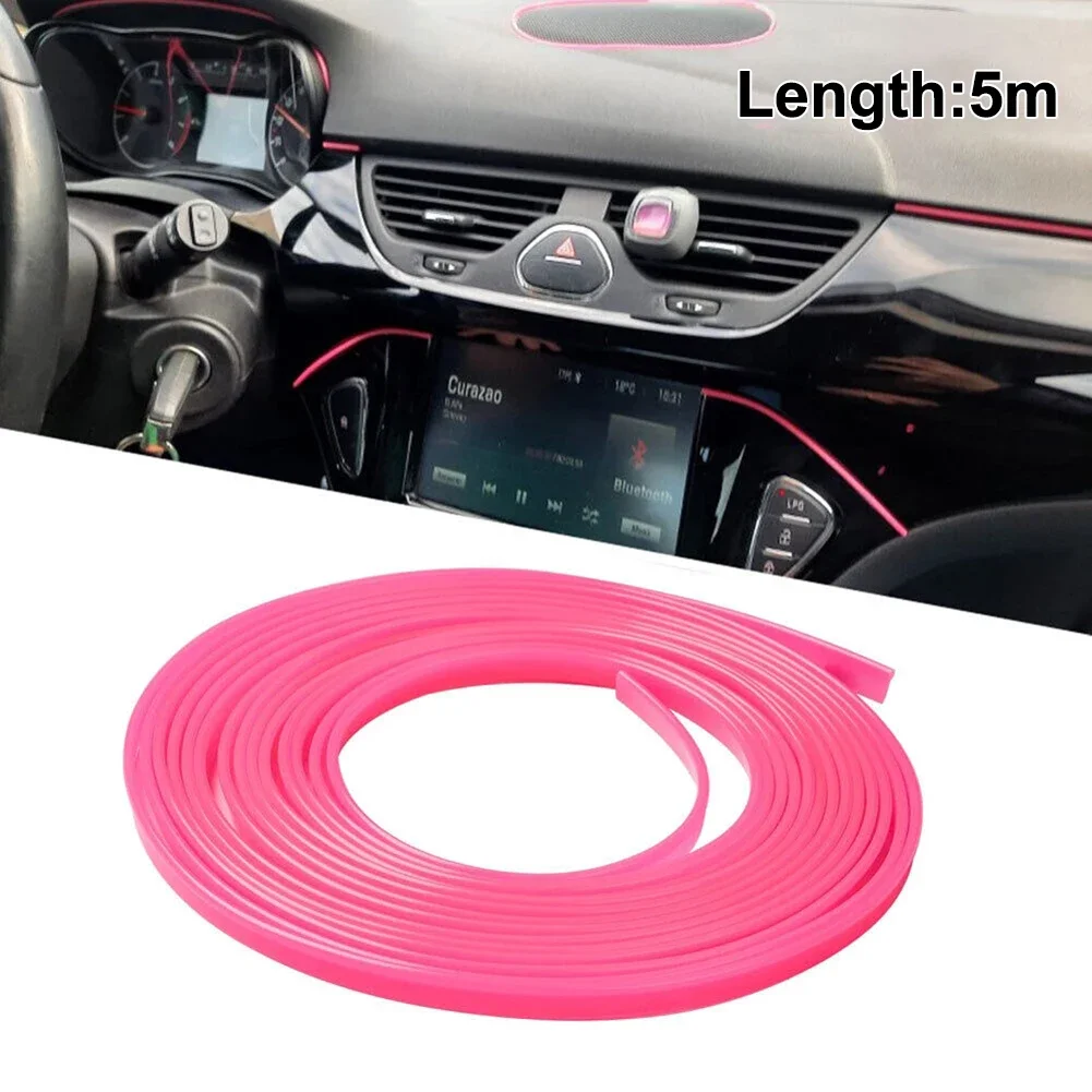 5meters Pink Car Air Conditioner Outlet Decorative Shiny Car Flexible Interior Edge Gap Moulding Decorative Strip Trim Line