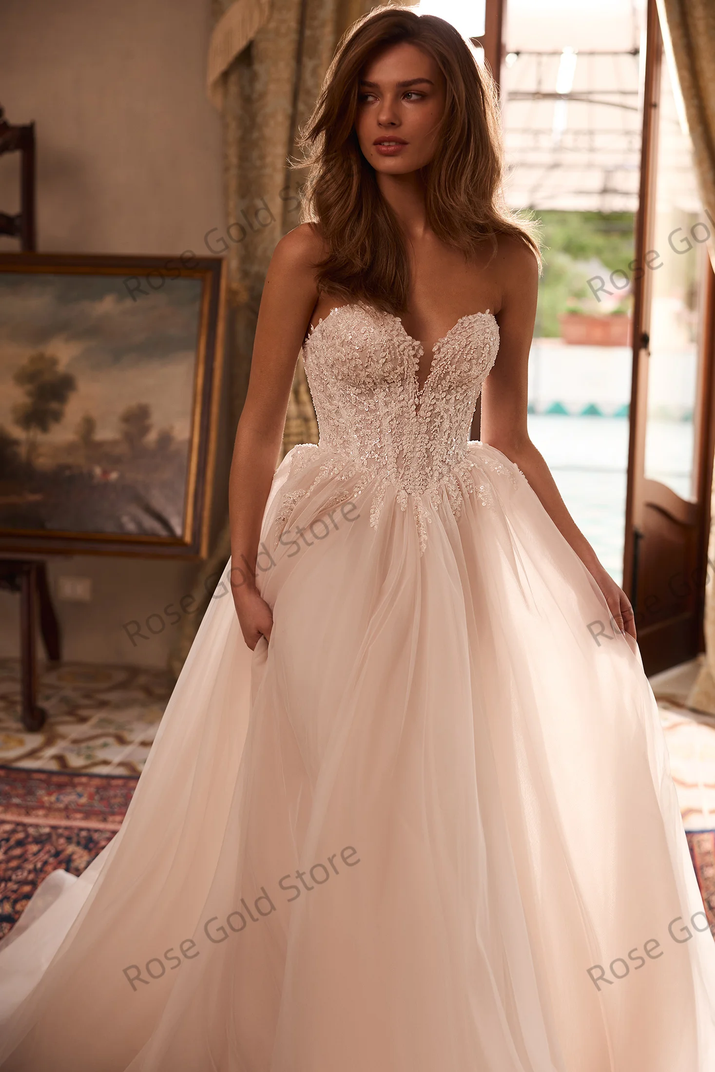 Vestidos de novia blancos simples para mujer, vestidos de novia formales de encaje con forma de corazón, batas de tul de playa personalizadas de Soriee