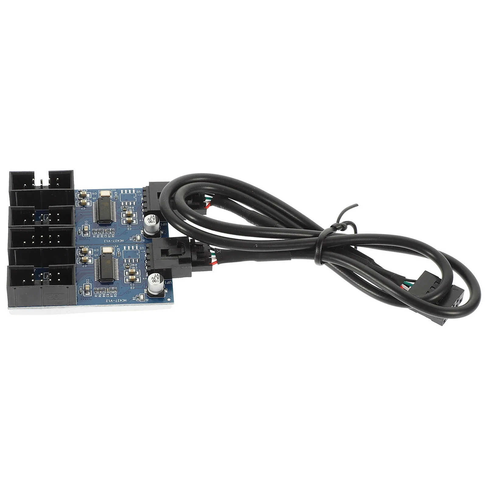 

USB Header Extension Splitter USB 2.0 9-Pin 1 to 4 Connector Adapter Durable Motherboard Extension Cable Fixed Adhesive Back