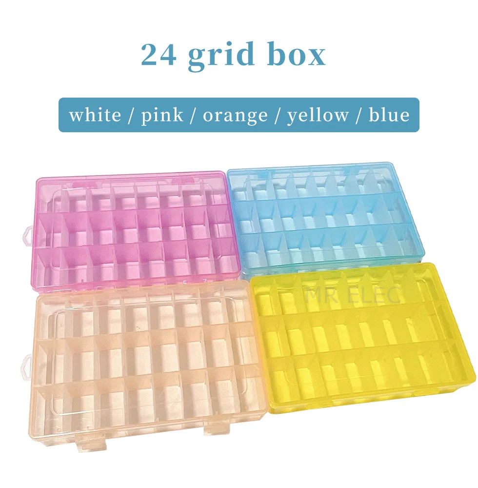 

Transparent removable 24 lattice plastic box PP covered packaging tool box spare parts beaded