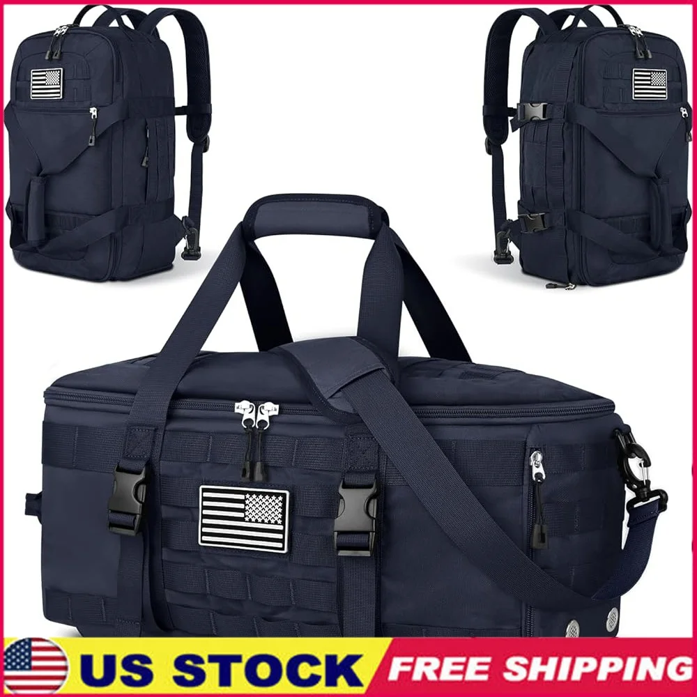 

3 in 1 Gym Bags Men Women Tactical Duffle Bag Backpack Shoe Compartment Wet Pocket Travel Overnight Weekender Multi Pocket