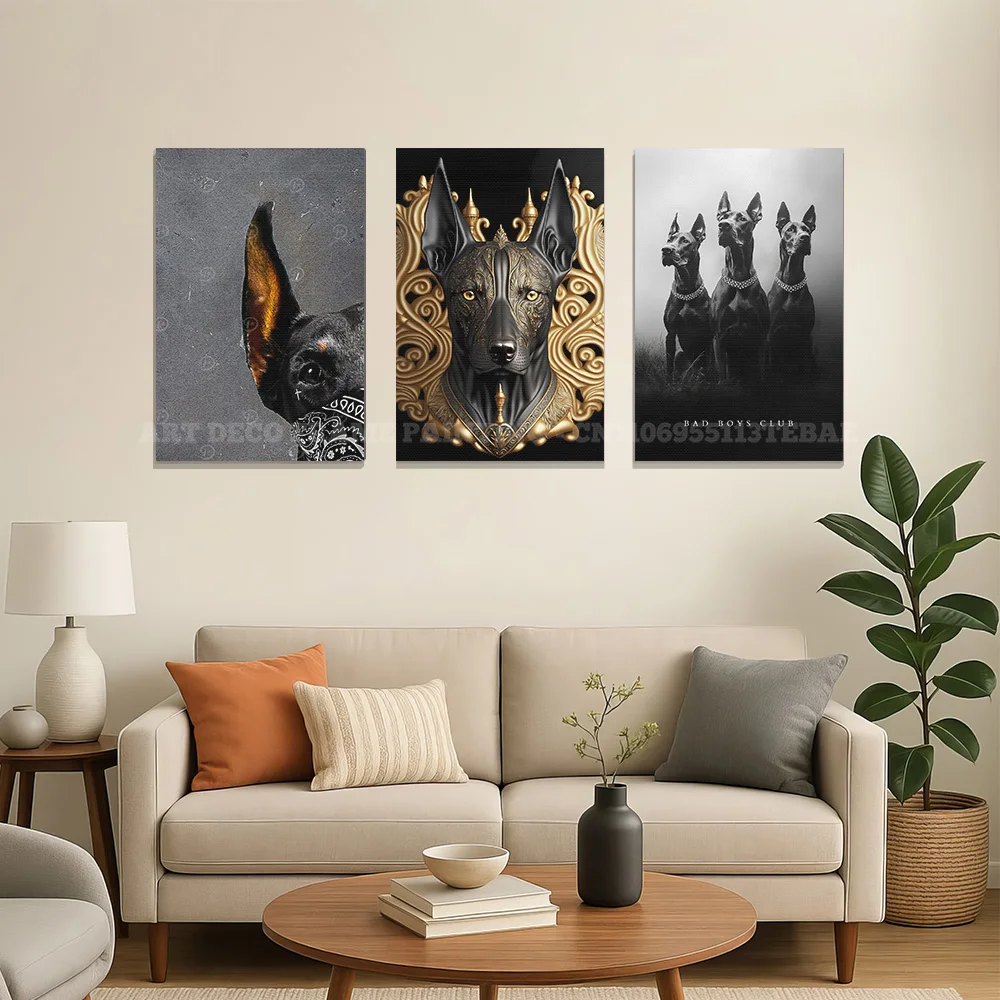 Mafia Dog Canvas Poster Dark Pet Portrait Wall Art Doberman Rottweiler Boxer Tough Print Modern Bedroom Living Room Decor Gift