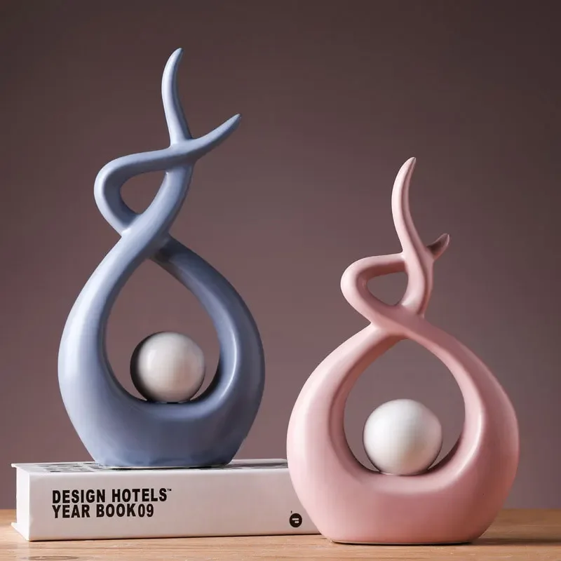 

Modern European Creative Custom Statues Home Luxury Decor Ceramic Figurine Company Store Opening Gifts Decoration Crafts