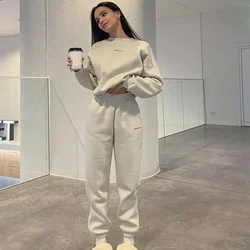DAILOU Autumn and Winter New Casual Sports Women's Suit Fashion Solid Color Simple Warm Pants Hoodie Female 2 Piece Set 2024