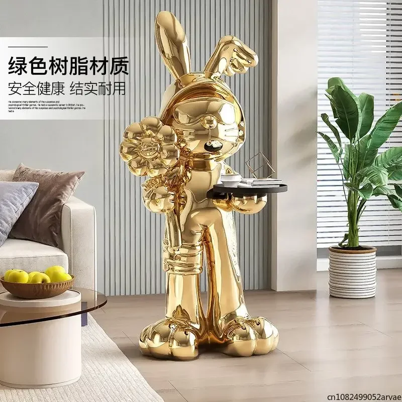 Fashionable and Light Luxury Rabbit Sculpture Ornament, High-end Electroplating Craft Decoration for Living Room, Home Furniture