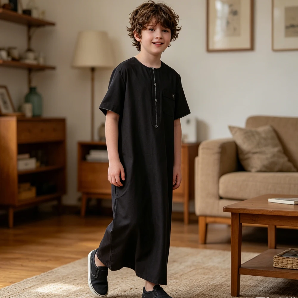 

Boy Children Thobe Abaya Arab Traditional Robe Kid Muslim Dress Jubba Thobes Modest Islam Prayer Clothing Daffah Dishdasha Thawb
