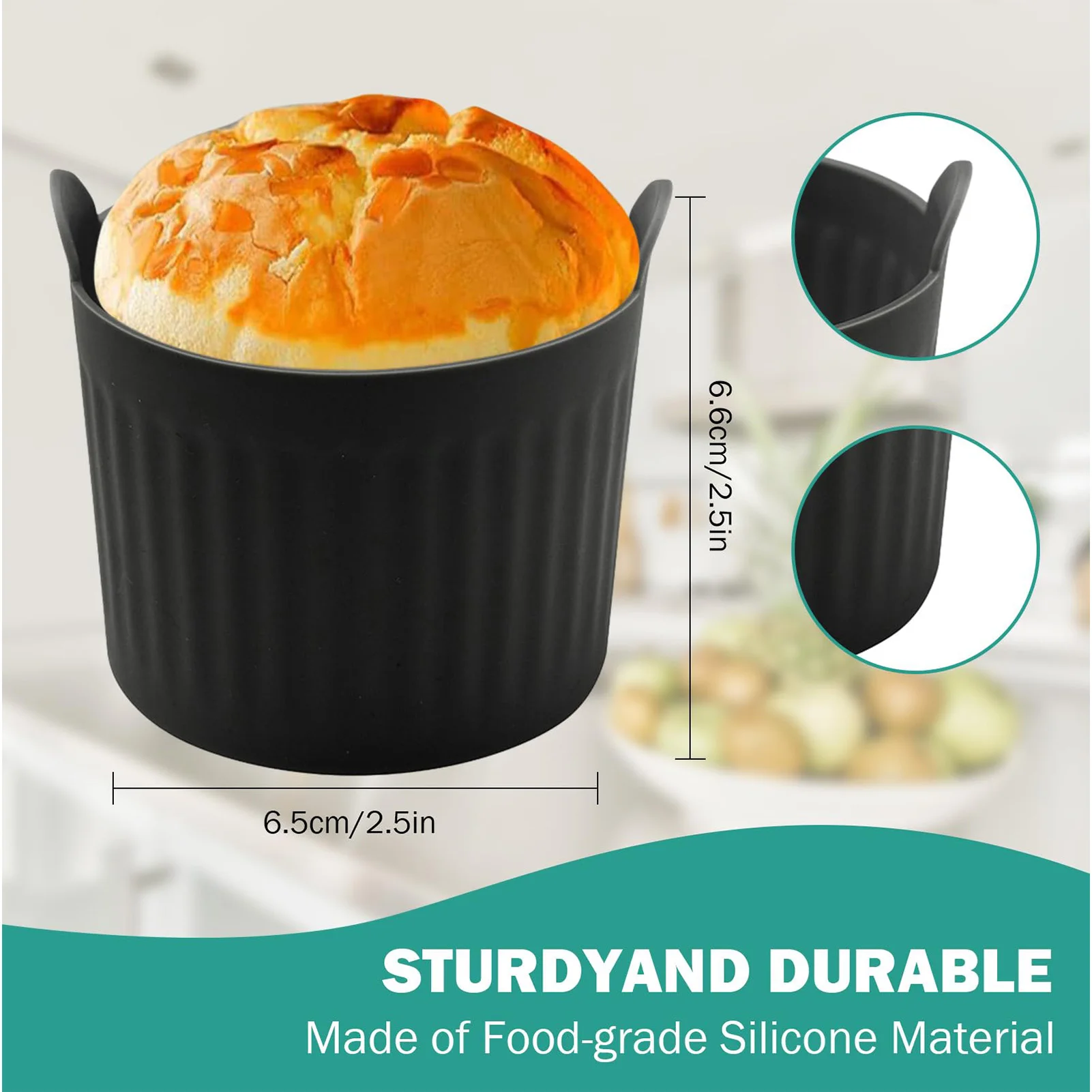 Baking Cup Liners Air Fryer Nonstick Muffin Cup Mold Reusable Liners Baking Supplies Kitchen Utensile Fits Microwave Ovens Hot