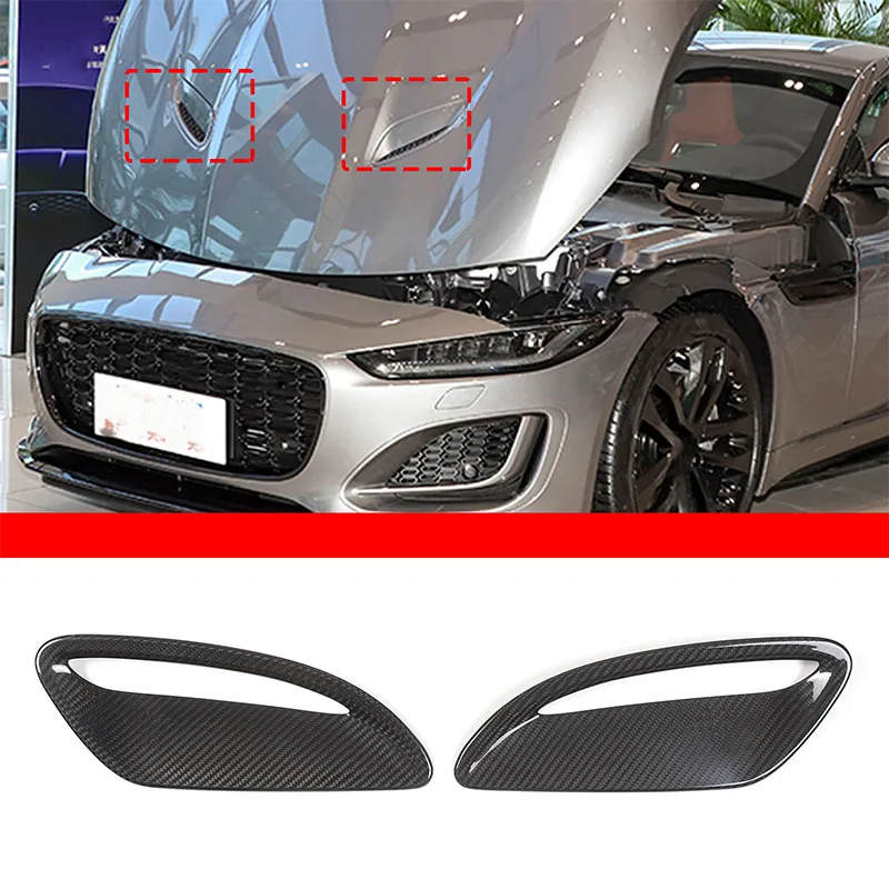 

For Jaguar F-TYPE 2021+ Real carbon fiber car styling hood air inlet decorative frame sticker car protection accessories 2Pcs