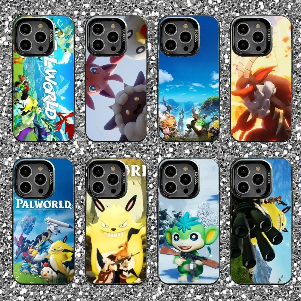 

P-Palworld Game Phone Case For iPhone 16,15,14,13,12,11,Pro,XS,Max,Plus,Mini,SE Black Candy Matte Shockproof Cover