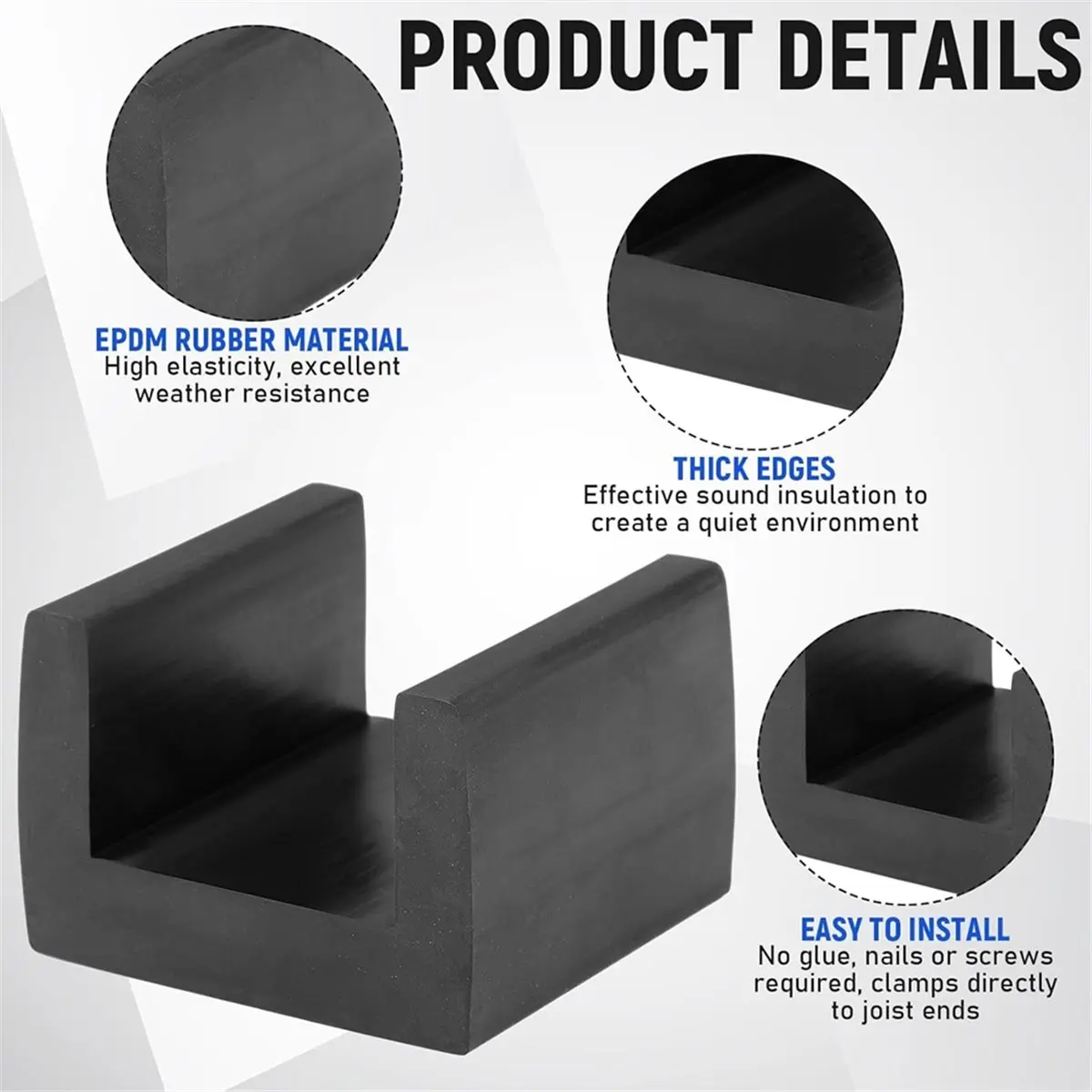 Pavimento per barca a U da 10 pezzi, disaccoppiatore per pavimento con isolatori in gomma, clip di isolamento acustico per blocco del suono del pavimento