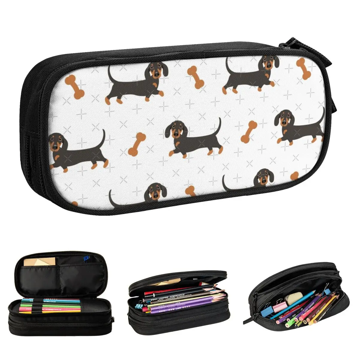 Dachshund Sausage Dog Pencil Cases New Dog Lover Pen Box Bag for Student Large Storage Students School Zipper Pencil Box