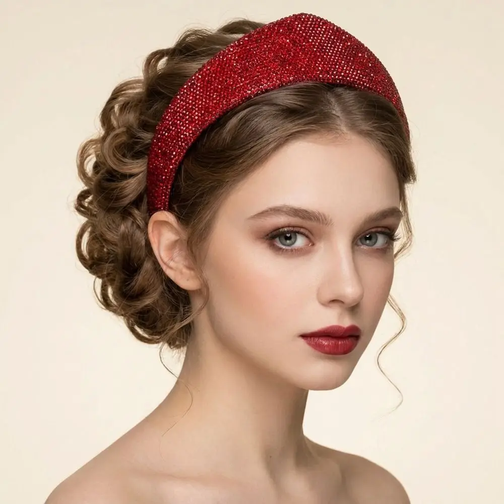 Elegant Crown Headband Triangle Leopard Print Rhinestone Hair Hoop Baroque European American Style Sponge Hairband Banquet