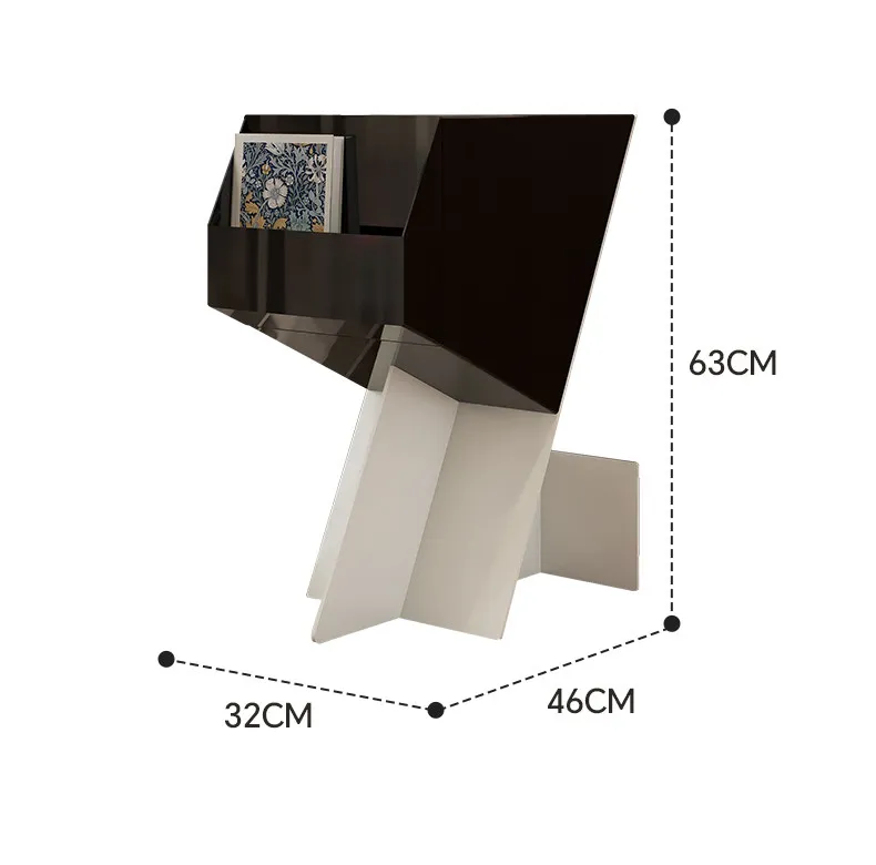 C13 - minimalist creative magazine rack, cold-rolled steel baked enamel tilted cabinet, two-tone multifunctional storage cabinet
