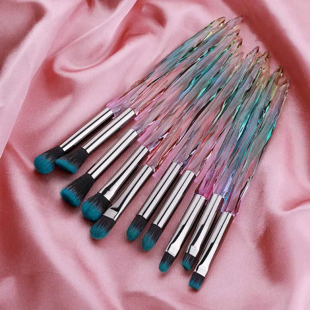 10 PCS Eye Brush Mini Diamond Makeup Brush Set Eye Shadow Lip Eyebrow Brushes High Quality Professional Lip Eyeliner Tools