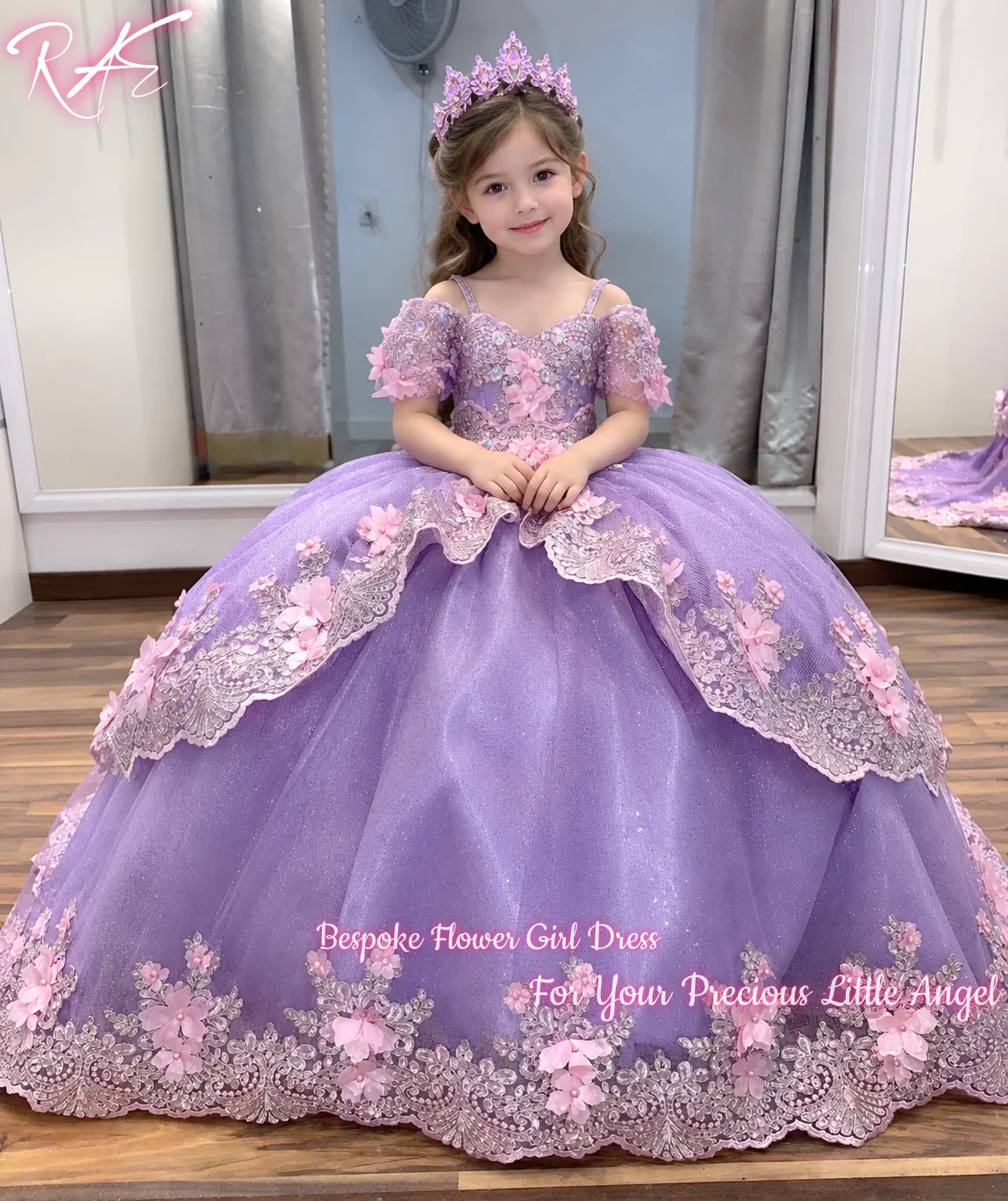 Luxurious Quality Tulle Fluffy Flower Girl Dress With Exquisite Pink Applique For Kids Wedding Birthday Evening Ball Gowns