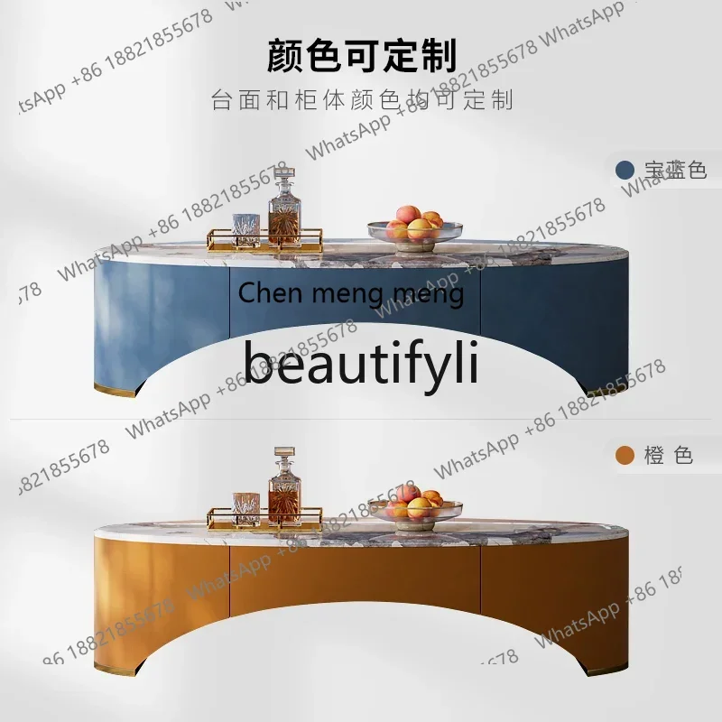 N178 G  Liht luxury coffee table livin room custom Italian hih-end villa lare flat floor fashionable marble oval tea table